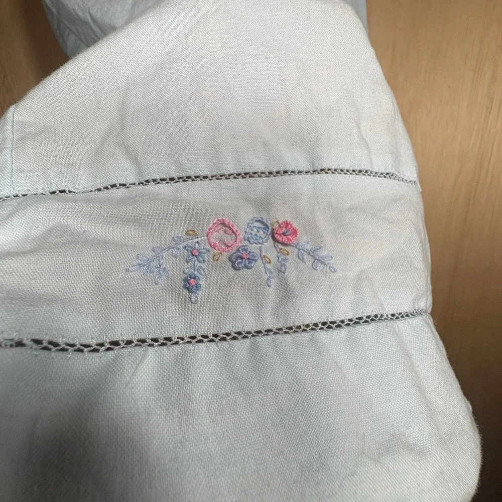 Sophie & Lucas Girls Blue Embroidered Ruffle Dress Size 6 SL3418 Sash Back